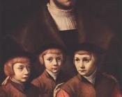 巴特尔布鲁因 - Portrait of a Man with Three Sons